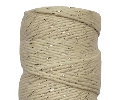 Nvzi - b 109 Meter 1,5 mm gedrehte Makramee-Baumwollkordel, Golddraht, Flechtgarn, Schnur zum Stricken, DIY, Schmuckherstellung, Pflanzenwandaufhänger, Hausgartendekoration, Beige A von Nvzi