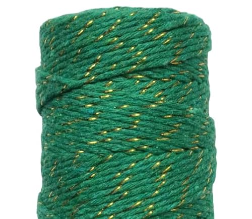 Nvzi - b 109 Meter 1,5 mm gedrehte Makramee-Baumwollkordel, Golddraht, Flechtgarn, Schnur zum Stricken, DIY, Schmuckherstellung, Pflanzenwandaufhänger, Hausgartendekoration, Grün A von Nvzi