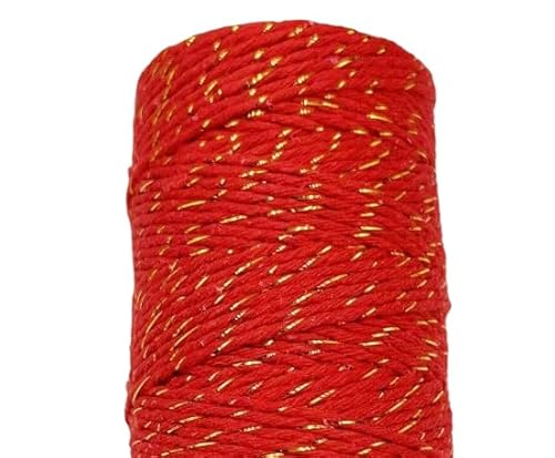 Nvzi - b 109 Meter 1,5 mm gedrehte Makramee-Baumwollkordel, Golddraht, Flechtgarn, Schnur zum Stricken, DIY, Schmuckherstellung, Pflanzenwandaufhänger, Hausgartendekoration, Rot A Nvzi - b 109 Meter 1,5 mm gedrehte Makramee-Baumwollkordel, Golddraht, Flechtgarn, Schnur zum Stricken, DIY, Schmuckherstellung, Pflanzenwandaufhänger, Hausgartendekoration, Rot A von Nvzi