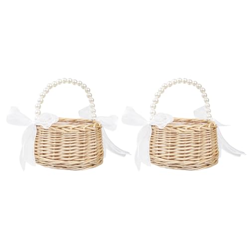 2 Stück Blumenmädchen Korb Blumenkorb Hochzeit Weidenkorb mit Henkel 2 Stück Blumenmädchen Korb Blumenkorb Hochzeit Weidenkorb mit Henkel von Nwvuop