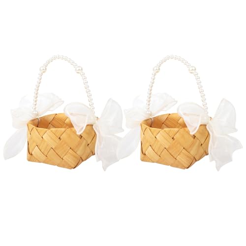 2 Stück Blumenmädchen Korb für Hochzeit, 12× 20 cm Blumenkorb Hochzeit mit Henkel für Hochzeit Party Haus Gartendekoration von Nwvuop