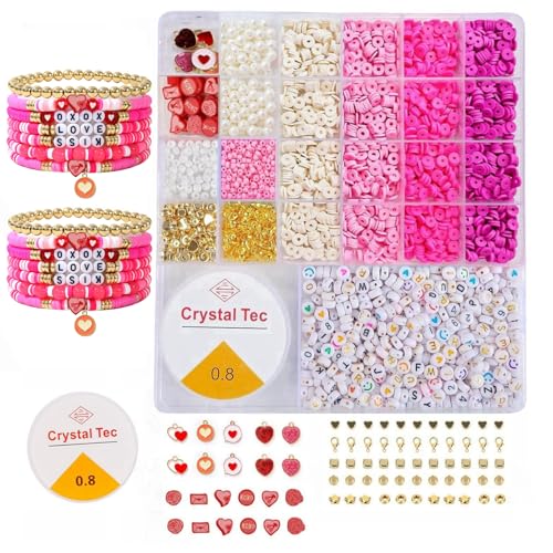 6mm Tonperlen Rosa für Armbänder Rosa Perlenset Zum Auffädeln Clay Beads für DIY Schmuck Halskette Ohrringe Kette für Kinder Erwachsene 6mm Tonperlen Rosa für Armbänder Rosa Perlenset Zum Auffädeln Clay Beads für DIY Schmuck Halskette Ohrringe Kette für Kinder Erwachsene von Nwvuop