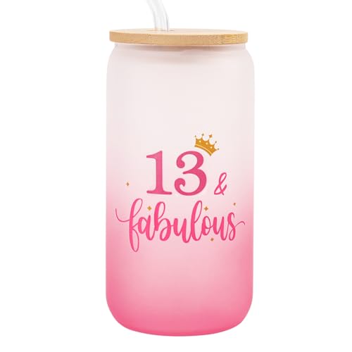 Nwvuop Geschenk zum 13. Geburtstag für Mädchen, Geschenke für 13-jährige Mädchen, Glasbecher, 473 ml Nwvuop Geschenk zum 13. Geburtstag für Mädchen, Geschenke für 13-jährige Mädchen, Glasbecher, 473 ml von Nwvuop