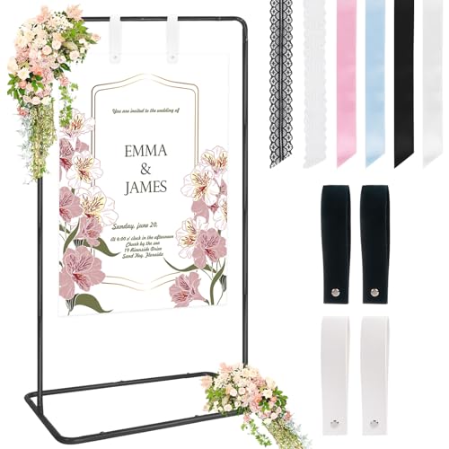 Nwvuop Hochzeits-Willkommensschild-Ständer, verstellbarer Hochzeitsschild-Halter, Staffelei-Ständer für Präsentation, Schwarz von Nwvuop