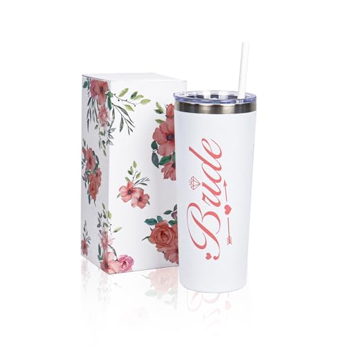 Nwvuop Tasse mit Strohhalm, Becher für die zukünftige Braut, Brautparty und Hochzeitsgeschenk (rosa Buchstabe) von Nwvuop