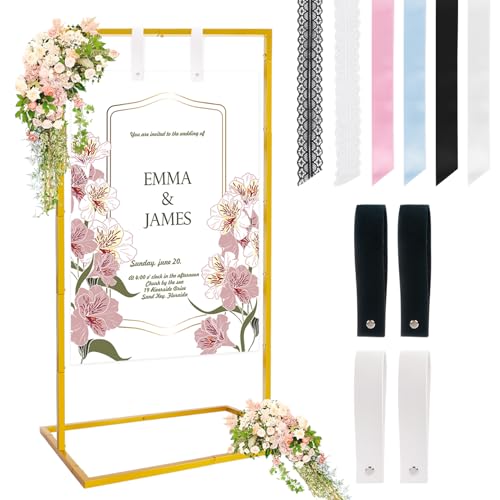 Nwvuop Verstellbarer Ständer für Hochzeitsschilder, Metall-Staffelei für Hochzeit, Willkommensschild (Gold) von Nwvuop