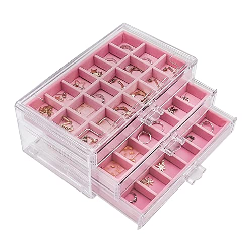 Nwvuop Schmuckschatulle Acryl Schmuckkästchen Ring aufbewahrung Schmuckaufbewahrung Organizer für ohrringe Ring Jewellery Organizer Rosa von Nwvuop