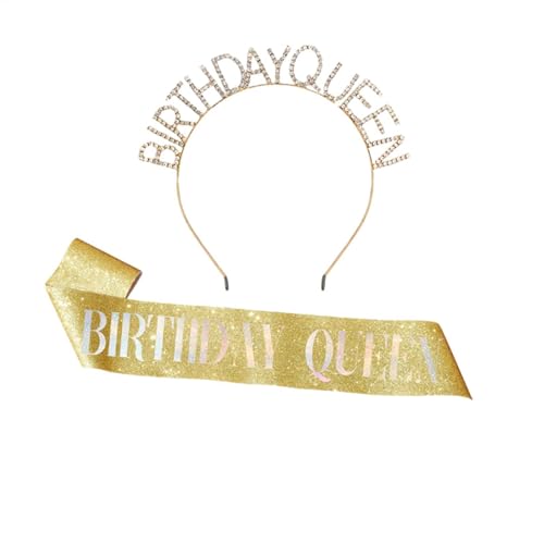 Nybhyjka Happy Birthday Crown | Beauty Glitter Geburtstag Schärpe | Hochzeit Haarschmuck Alterszeremonie Foto Requisiten für Events Party Mädchen Frauen Nybhyjka Happy Birthday Crown | Beauty Glitter Geburtstag Schärpe | Hochzeit Haarschmuck Alterszeremonie Foto Requisiten für Events Party Mädchen Frauen von Nybhyjka