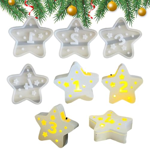 Nybhyjka Silikonform Weihnachten 4 Stück, Silikonform Zahlen 1-4 Gießform Kerzenhalter, Silikon Gießform Kerzenhalter, Silikonformen Gießformen Kerzenhalter Stern Für Weihnachten Deko Nybhyjka Silikonform Weihnachten 4 Stück, Silikonform Zahlen 1-4 Gießform Kerzenhalter, Silikon Gießform Kerzenhalter, Silikonformen Gießformen Kerzenhalter Stern Für Weihnachten Deko von Nybhyjka