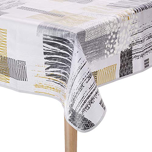 Nydel EW363084113 Tischdecke, Ethnic Textur, schmutzabweisend, Grau, 160 x 250 cm von Nydel