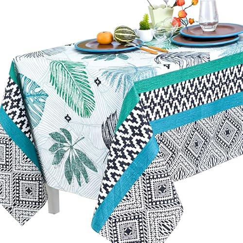 Nydel Tropical Ethnic Tischdecke, Anti-Fleckenbeschichtung, Acryl, Smaragd, 150 x 200 cm von Nydel