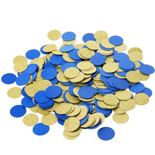 Nydotd Glitzer-Papier-Konfetti-Kreise, Punkte, Streupapier, Kreise für Abschlussfeier, Party, Dekorationen, Hochzeit, Geburtstag, Ruhestand, Themenparty, Tischdekoration (Gold und Marineblau), 400 von Nydotd