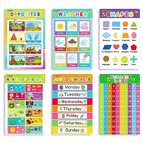 NymphFable 6 Stück Pädagogische Poster für Kleinkinder, Pre-K-Lernposter für Kleinkinder von 3-5, Alphabet Poster Kindergarten Homeschool Kindergarten Klassenzimmer Zubehör Dekor - Laminiert NymphFable 6 Stück Pädagogische Poster für Kleinkinder, Pre-K-Lernposter für Kleinkinder von 3-5, Alphabet Poster Kindergarten Homeschool Kindergarten Klassenzimmer Zubehör Dekor - Laminiert von NymphFable
