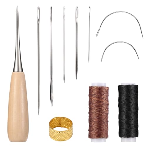 Nynkyon 11x Leder Nähset, Leder Nähgarn set mit Ahle, Wachsfaden, Nadeln und Fingerhut für DIY Nähen, Leder Werkzeug für Sofas Taschen Handtaschen Schuhe und andere Lederartikel Nynkyon 11x Leder Nähset, Leder Nähgarn set mit Ahle, Wachsfaden, Nadeln und Fingerhut für DIY Nähen, Leder Werkzeug für Sofas Taschen Handtaschen Schuhe und andere Lederartikel von Nynkyon