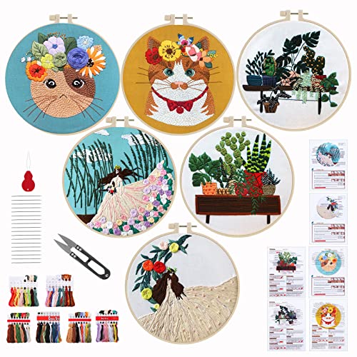 6 Sets Stickerei Starter Kit für Anfänger Erwachsene?DIY Embroidery Kit, Stickerei Set Enthält Sticken Stoff, Stickrahmen, Sticknadeln, Embroidery Thread und Anweisung 6 Sets Stickerei Starter Kit für Anfänger Erwachsene?DIY Embroidery Kit, Stickerei Set Enthält Sticken Stoff, Stickrahmen, Sticknadeln, Embroidery Thread und Anweisung von Nynkyon
