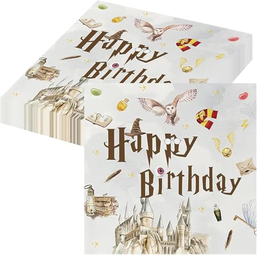 40 Stück Geburtstagsservietten Kinder, Magischer Wizard Servietten Geburtstag Happy Birthday Servietten Magische Zauberer Kindergeburtstag Party Deko von Nytlivet