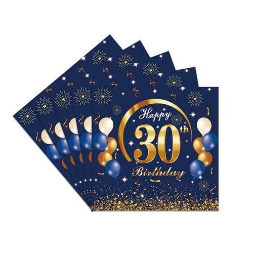 Blau-goldene Geburtstagsservietten, 40 Stück – Happy Birthday Partyzubehör Blau-goldene Geburtstagsservietten, 40 Stück – Happy Birthday Partyzubehör von Nytlivet