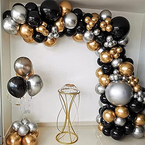 Nytlivet Luftballon Girlande Set Schwarz Gold, Ballonbogen Kit Chrom Ballon Girlande Hintergrund, für Geburtstag Deko Bachelorette Party Hochzeit Dekorationen Abschluss Dekorationen von Nytlivet