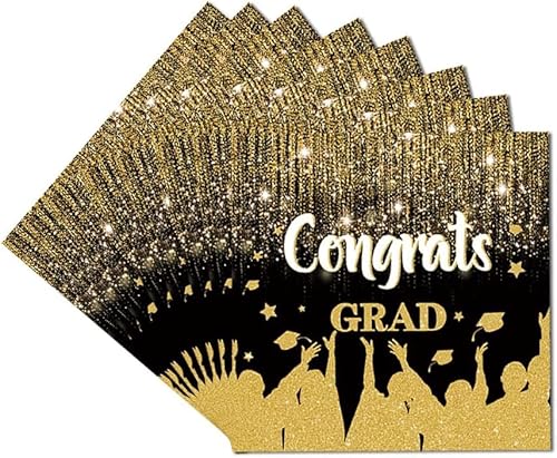 Nytlivet Servietten Abschluss 2025 Schwarz Gold, 40 Stücke Servietten Graduation, Servietten Prüfung Bestanden, Abschluss Tischdekoration Party Par tygeschirr Abschlussfeier Dekoration von Nytlivet