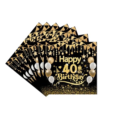 Servietten 40. geburtstag, 40 Stück Schwarze Gold Geburtstags Servietten, 40 Geburtstagservietten für Mann Frau Geburtstag Feier Jubiläum Tischdekoration Servietten 40. geburtstag, 40 Stück Schwarze Gold Geburtstags Servietten, 40 Geburtstagservietten für Mann Frau Geburtstag Feier Jubiläum Tischdekoration von Nytlivet