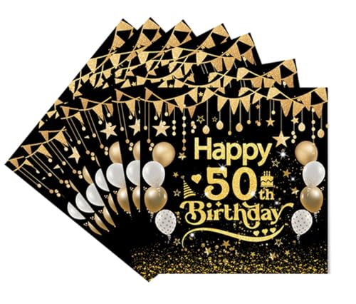 Servietten 60. geburtstag, 40 Stück Schwarze Gold Geburtstags Servietten, 60 Geburtstagservietten für Mann Frau Geburtstag Feier Jubiläum Tischdekoration Servietten 60. geburtstag, 40 Stück Schwarze Gold Geburtstags Servietten, 60 Geburtstagservietten für Mann Frau Geburtstag Feier Jubiläum Tischdekoration von Nytlivet