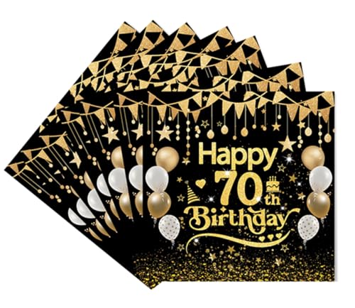 Servietten 70. geburtstag, 40 Stück Schwarze Gold Geburtstags Servietten, 70 Geburtstagservietten für Mann Frau Geburtstag Feier Jubiläum Tischdekoration Servietten 70. geburtstag, 40 Stück Schwarze Gold Geburtstags Servietten, 70 Geburtstagservietten für Mann Frau Geburtstag Feier Jubiläum Tischdekoration von Nytlivet