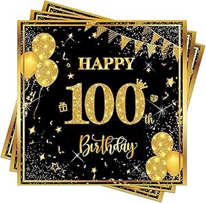 Servietten zum 100. Geburtstag, 40 Stück, Schwarz / Gold, Happy Birthday, Papierservietten, Partyzubehör, Papierservietten Servietten zum 100. Geburtstag, 40 Stück, Schwarz / Gold, Happy Birthday, Papierservietten, Partyzubehör, Papierservietten von Nytlivet