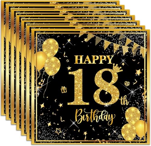 Servietten zum 18. Geburtstag, 40 Stück, Schwarz / Gold, Happy Birthday, Papierservietten, Partyzubehör, Papierservietten Servietten zum 18. Geburtstag, 40 Stück, Schwarz / Gold, Happy Birthday, Papierservietten, Partyzubehör, Papierservietten von Nytlivet