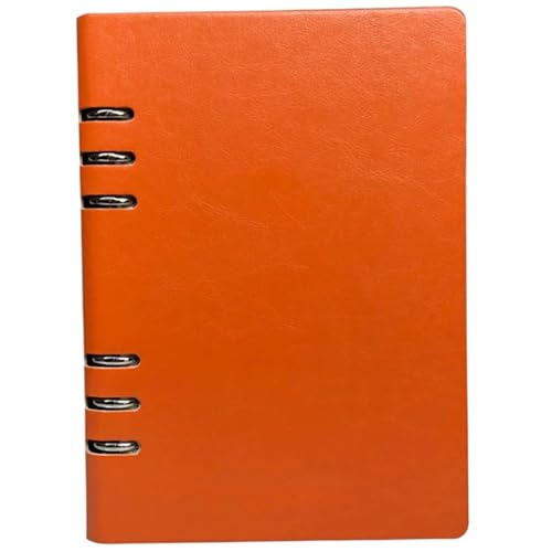 A5 Ring Binder 7x9 Tragbare orangefarbene Farbe nachfüllbar PU Leder 6 Ring Binder mit 96 gesäumten Blättern für die Schule, Büro A5 von Nyutcwe