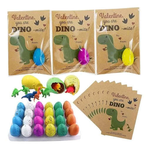 Nyutcwe 1 festgelegte Dinosaurierspielzeug, 24 Prozent Dinosaurier Eier schlüpfen Eier mit Karten und Taschen, wachsen in Wasserriss, Drache für Kinder Jungen Mädchen Osterfeier Guns von Nyutcwe