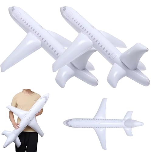 Nyutcwe 2pcs aufblasbares Flugzeug, 39 Zoll weißes großes Flugzeugballons, realistische wirkungssichere Blow-up-Spielzeug für Outdoor, Party-Gefälligkeiten, Schwimmen aufblasbar von Nyutcwe
