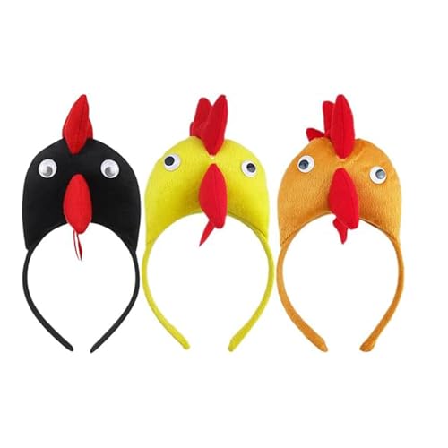 Nyutcwe 3pcs Hühnchen Stirnband Halloween Rooster Stirnband Plüsch Tierohr Halloween Chicken Cosplay Requisiten Party Lieferungen Kinderbühne Performance Requisiten Rooster Cote von Nyutcwe