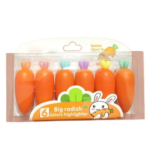 Nyutcwe 6PCS -Karottenmarkierungen, 5 Zoll niedlichen Cartoon -Karottenstift, tragbare kreative Mini -Kunstmalerei Kawaii Marker für Graffiti, Zeichnen, Farbfüllung, Hervorhebung von Nyutcwe