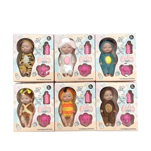 Nyutcwe 6pcs Mini Babypuppen 4 Zoll realistischer Plastikschlafe Mini Babys mit tierischen Kleidung, bewegliche Gelenke süße Puppen für Mädchen Jungen Kleinkinder und Kinder 3+ Nyutcwe 6pcs Mini Babypuppen 4 Zoll realistischer Plastikschlafe Mini Babys mit tierischen Kleidung, bewegliche Gelenke süße Puppen für Mädchen Jungen Kleinkinder und Kinder 3+ von Nyutcwe
