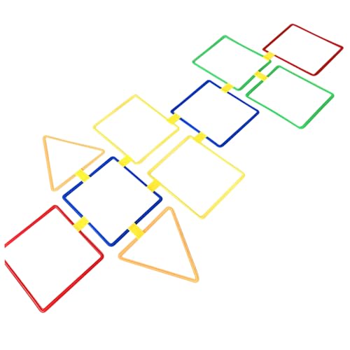 Nyutcwe Hopscotch Rings Game, 10pcs Hopscotch Rings 15inch Square ＆ Triangle Multi-Farben-Hinderniskurse Spaß Spiel Kinder Outdoor-Spielausrüstung von Nyutcwe