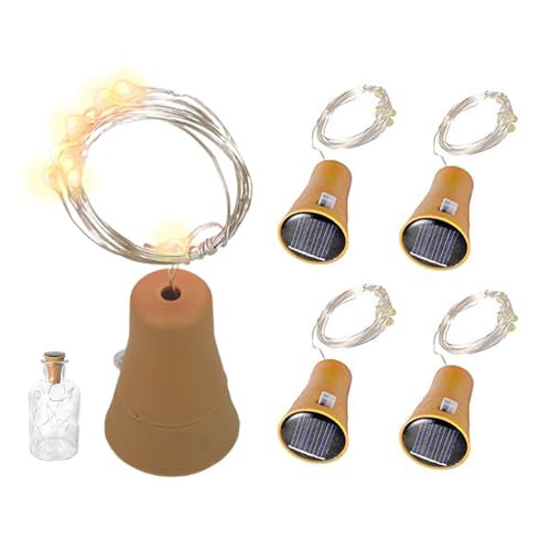 Nyutcwe Solar-Flaschenlichter für den Außenbereich, 5 Stück, 1 m, 10 LEDs, Kork-Lichter für Flaschen, wasserdicht, für Party, DIY, Weihnachtsdekoration, Solarflasche, warmweiß, mit von Nyutcwe