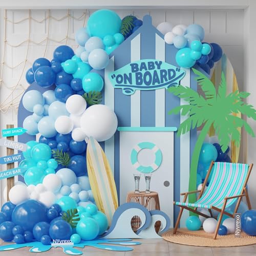 Ballondekorationsset "The Big One", 151 Stück, Surfs Up Babyparty Ride the Wave Luftballons Bogen Girlande Kit, Blau Weiß Luftballons Set, Baby On Board Ocean Beach First Birthday Party Supplies Ballondekorationsset "The Big One", 151 Stück, Surfs Up Babyparty Ride the Wave Luftballons Bogen Girlande Kit, Blau Weiß Luftballons Set, Baby On Board Ocean Beach First Birthday Party Supplies von Nyvrexo