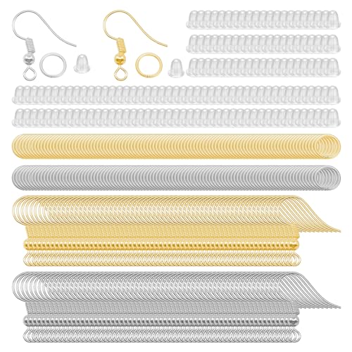 2 Stück 600 Ohrring-Sets, DIY-Schmuck, Ohrring-Verschlüsse, Ohrzubehör, hypoallergenes Ohrhaken-Set, transparente Ohrstöpsel, passende Kleidung, Ohrhaken-Set, Ohrschmuck (Gold, Silber) von NyxSeat