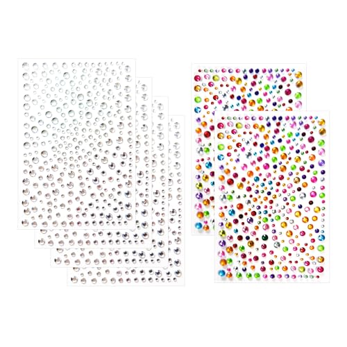 6 Stück Acryl-Diamant-Aufkleber, glitzernde Edelsteine, selbstklebende Aufkleber, Strass-Aufkleber für Gesicht, Körper, Nagelkunst und Heimwerkerarbeiten (gemischte Farben) von NyxSeat
