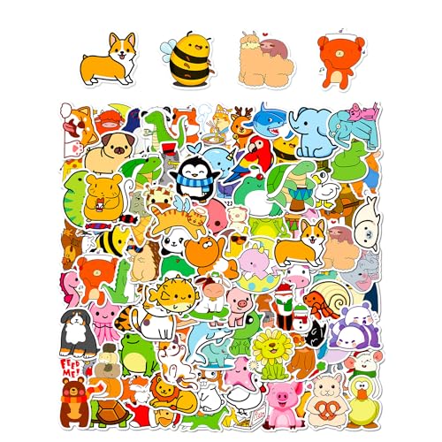 NyxSeat 100 Pieces of Children’s Stickers, Cute Animal Stickers, Waterproof Animal Cartoon Pattern Sticker Set, Notebook, Water Cup, Luggage Decoration, Mobile Phone, Refrigerator Decoration von NyxSeat