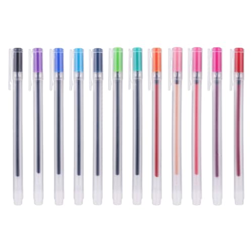 NyxSeat 12-Farben-Gelstift-Set, Farbiger Gelstift, 0,5-mm-Kugelschreiber mit Feiner Spitze, Unbedruckter, Gefrosteter Transparenter Gelstift, zum Schreiben und Malen Geeignet von NyxSeat