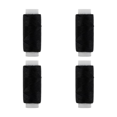 Nzexlyva 4 Stück schwarzes Polyester-Nähgarn, universell für Nähmaschinen und Handarbeiten, Nähte, stark und reißfest, ideal für alle Stoffe, Materialien und Nähte, Stickgarn von Nzexlyva