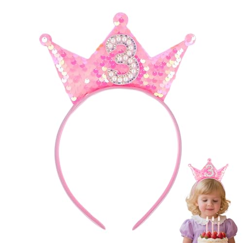 Nzexlyva Geburtstag Mädchen Krone Stirnband, Glitzer Stirnband Prinzessin Kronen für kleine Mädchen, Geburtstagsdekorationen Blumenkrone Stirnbänder Glitzer Haarband, Party Haarschmuck für Feier von Nzexlyva