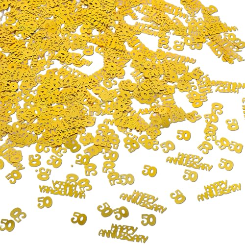 Nzexlyva Konfetti zum 50. Hochzeitstag, Tischdekoration für goldene Hochzeit, Tischkonfetti, Kuchendekorationen für Hochzeitstag, Geburtstag, Partybedarf, 30 g von Nzexlyva
