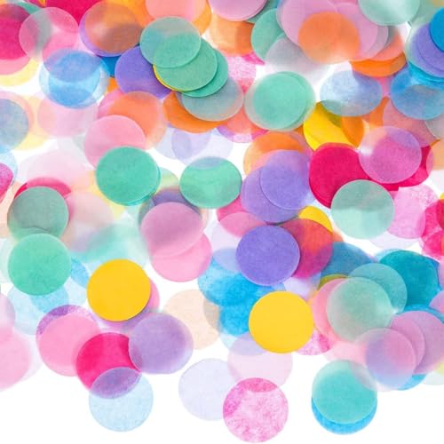 Nzexlyva Mehrfarbiges Papierkonfetti, biologisch abbaubar, Tischkonfetti, runde Papiertissue-Kreise für Geburtstag, Ballon, Jubiläen, Hochzeitsfeier, festliche Veranstaltungen, Party-Dekoration (50 g) von Nzexlyva