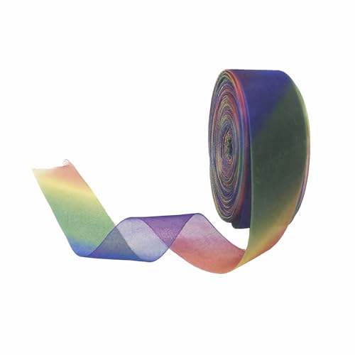 Nzexlyva Regenbogen-Schimmer-Schleifenband, 25 mm, 9,1 m, Farbverlauf, Regenbogenbänder zum Basteln, Band zum Zuschneiden, Geschenkdekoration, Basteln, Hochzeit, Blumenstrauß, Party, Geburtstag von Nzexlyva