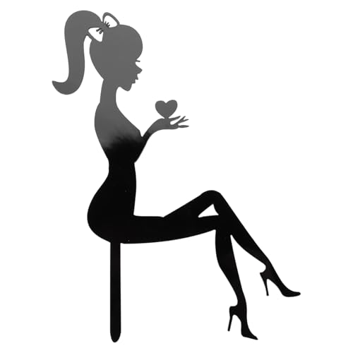 10Stück Hoher Absatz Frau Silhouette Muster Mädchen Geburtstag Torte Dekoration Kuchen Topper (Schwarz) von Nzoike
