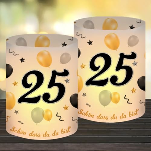 12 Windlicht Tischdeko 25 Geburtstag, Deko 25 Geburtstag Frau Mann, Happy Birthday Tischdeko 25. Geburtstag Frauen, Geeignet für Teelichter oder Kerzen mit Schön DASS Du Da Bist 12 Windlicht Tischdeko 25 Geburtstag, Deko 25 Geburtstag Frau Mann, Happy Birthday Tischdeko 25. Geburtstag Frauen, Geeignet für Teelichter oder Kerzen mit Schön DASS Du Da Bist von O-Kinee