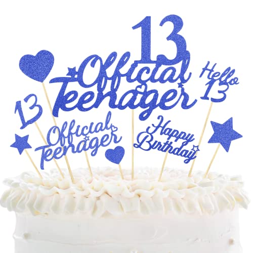 13. Geburtstag Cupcake Topper, 13 Geburtstag Tortendeko, Official Teenager Cake Topper, Hello 13th Kuchen Topper, Glitze Happy 13th Birthday Kuchendeko für Mädchen Junge 13. Geburtstag Party Deko von O-Kinee
