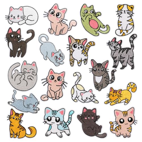18 Stück Kätzchen Aufnäher zum Aufbügeln,Patches zum aufbügeln,Flicken Zum Aufbügeln Kinder,Bügelflicken kinder,für Kleidung,T-Shirt,Jeans, Rucksack,Mützen,Diy 18 Stück Kätzchen Aufnäher zum Aufbügeln,Patches zum aufbügeln,Flicken Zum Aufbügeln Kinder,Bügelflicken kinder,für Kleidung,T-Shirt,Jeans, Rucksack,Mützen,Diy von O-Kinee